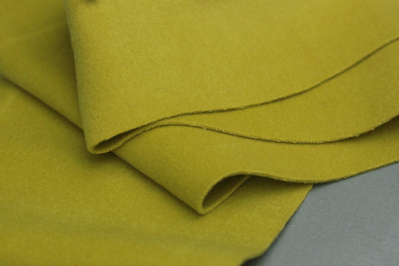 Mustard yellow green Double Faced Cashmere Wool Blend Fabric Etsy