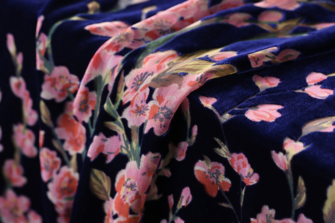 Beautiful floral silk burnout silk rayon velvet 114cm/45 Etsy