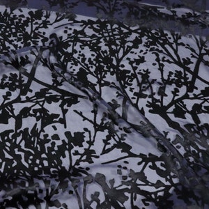 SHUZHI - Dark Blue Sheer Burnout Silk Devore Satin Fabric - 140cm wide by the Yard