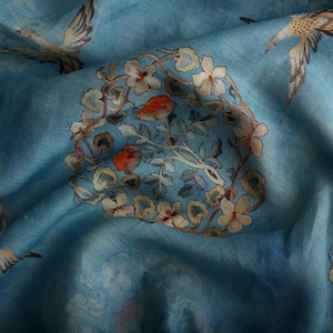 TUTENG - Floral bedruckter Ramie Stoff als Massenware