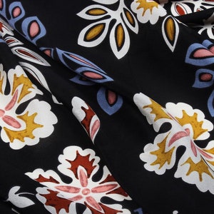 WUYEHUA - 12 momme Floral Print Silk Crepe de Chine Fabric - 138cm wide by the Yard