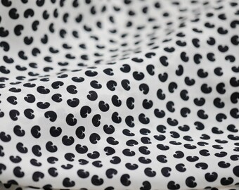 Black Heart Print Silk Crepe de Chine Fabric By the Yard