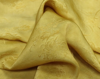 YMEIL - 19 Momme Yellow tone Dirty-Dyed Jacquard Silk Satin Fabric - 138cm wide by the Yard