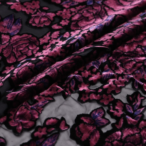 ZMUDAN - Sheer Burnout Silk Velvet Fabric - 114cm Wide by the Yard