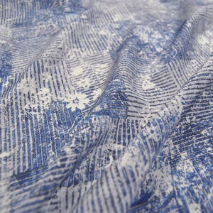 LINEHU - 12 momme  Personalized Lines Combined with Flowers Print Silk Crepe de Chine Fabric - 138cm wide by the Yard