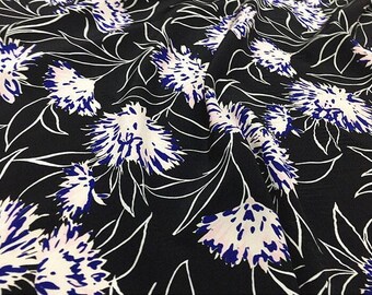 SONGHUA - 16 momme Floral Print Silk Crepe de Chine Fabric - 114cm wide by the Yard
