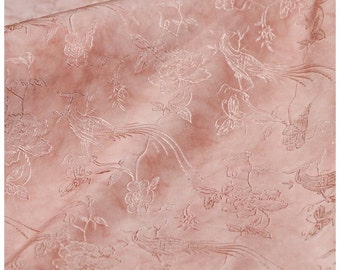 FHP - 24 Momme Dirty-Dyed Phoenix Jacquard Mulberry Silk Satin Fabric - 138cm wide by the Yard