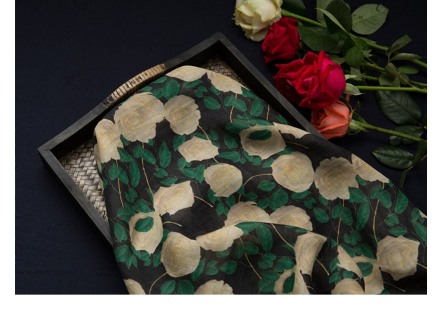 Thread Count Rose Pn BAIMEIGUI - White Roses Digital Printing 42 Thread Count Ramie Fabric ...