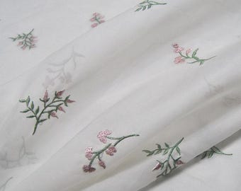 JFHXHCX - Embroidered Silk Organza Fabric, Little Flower Bridal Dress Material (53"/135cm)