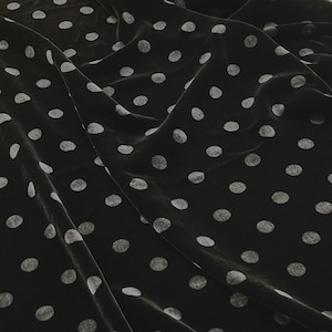 KUANBODI - Polka Dot Printing Silk Velvet Fabric - 138cm wide by the Yard