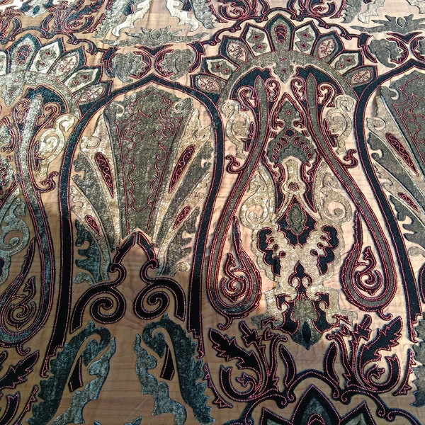 FEITIAN - Brown Burn-out Silk Velvet in Semi Sheer Fabric - 114cm wide by the Yard