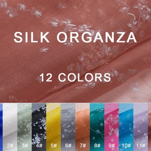 PLUM - 12 Colors Floral Print Mesh Style Silk Organza Fabric - 138cm by the Yard