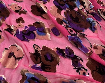 ZISEJIN - Floral Sheer Burnout Silk Velvet Fabric - 114cm wide by the Yard