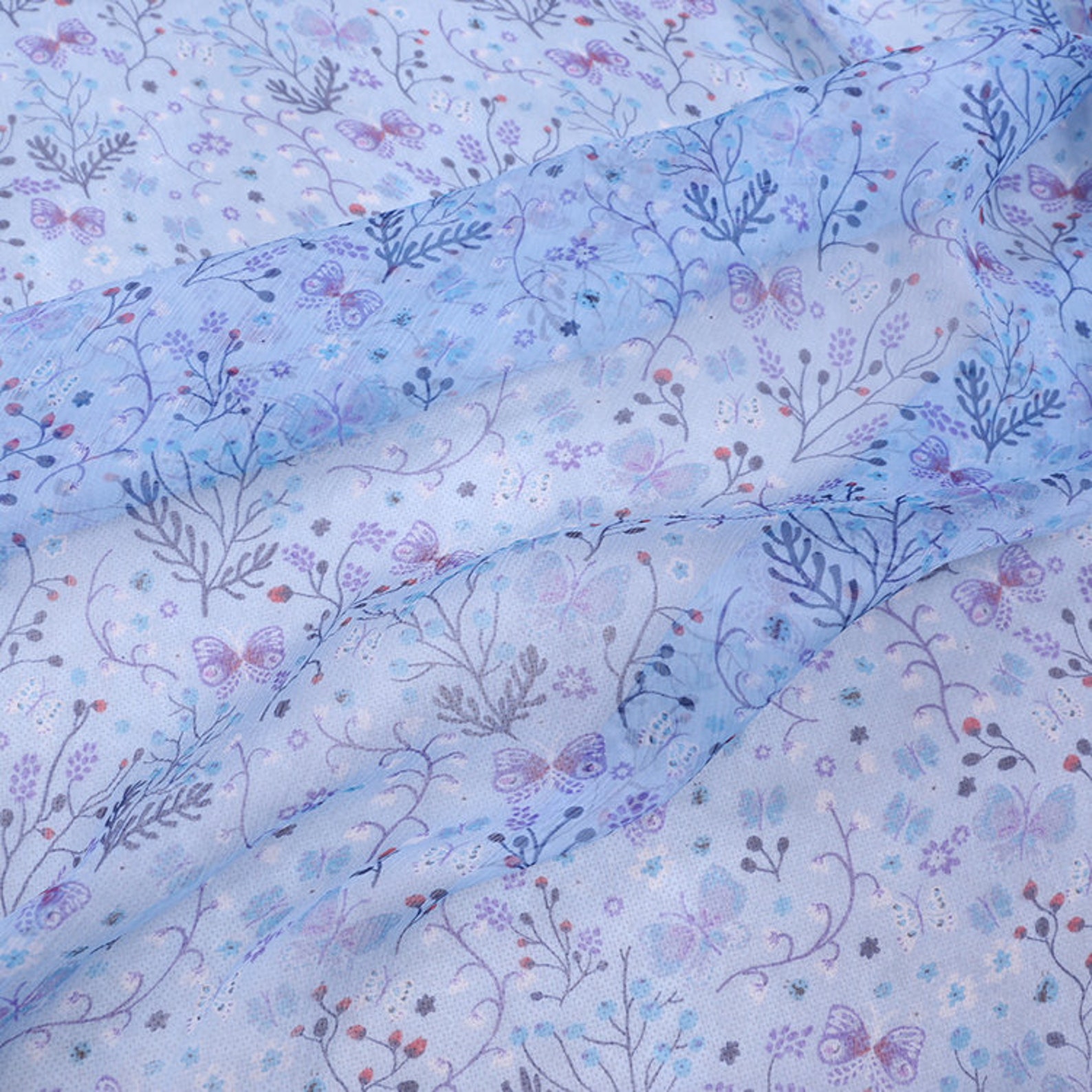 Silk fabric beautiful floral printed 54/138 Etsy