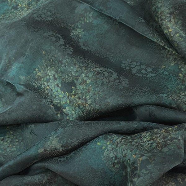 SUIFA - Handmade 25 Momme HUALUO Jacquard Mud Silk Fabric (Openwork texture) - 112cm by the Yard