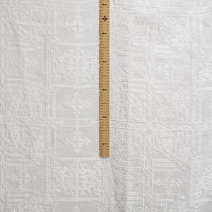 SHIZIXIU - Vintage Cross-Stitched Embroidered Silk Cotton Fabric - 135cm wide by the Yard Off White