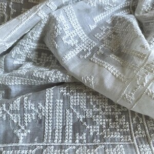 SHIZIXIU - Vintage Cross-Stitched Embroidered Silk Cotton Fabric - 135cm wide by the Yard image 3