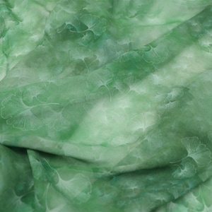 JFHLYX - 11 Momme Green Leaves Print Silk Georgette Fabric - 140cm wide by the Yard