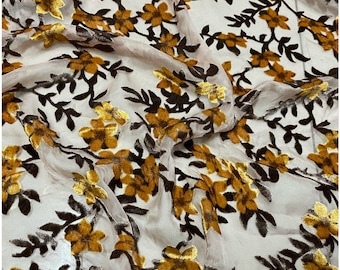 YINGCHUN - Beautiful Floral Sheer Burnout Silk Velvet Fabric - 114cm wide by the Yard