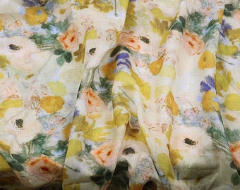 Sweet Dreams Vintage Style Floral Printed Ramie fabric for Summer Dresses By the Yard