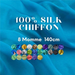 34 Solid Colors - 8 momme Silk Chiffon Fabric - 140cm wide by the Yard