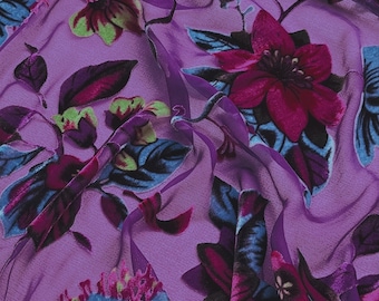 ZIYUAN - Floral Sheer Burnout Silk Velvet Fabric - 114cm wide by the Yard