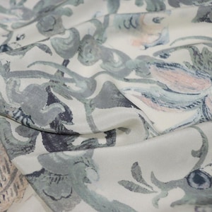 GUDIAN - 14 momme Floral Print Silk Crepe de Chine Fabric - 140cm wide by the Yard