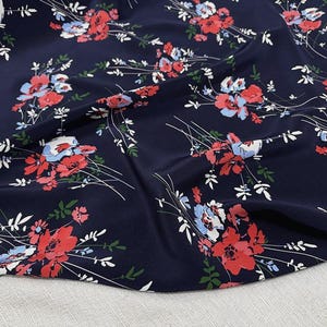 XLSZLH - 16 Momme Vintage Style  Print Silk Crepe de Chine Fabric - 138cm wide by the Yard