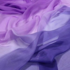 ZIMEIHONG - 5.5 Momme Gradient Color Silk Chiffon Fabric - 138cm wide by the Yard