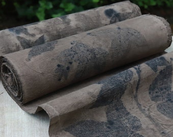 Leaf Rubbings Earth Tones Hand Plant dyed Cotton Fabric-By the Yard