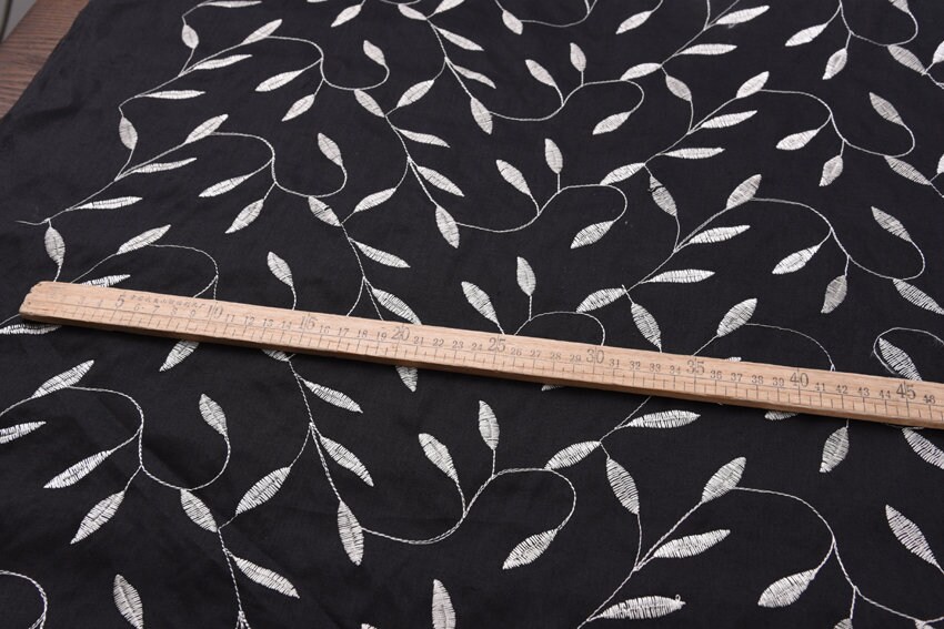 Beautiful Embroidered Black Linen fabric 55/140cm 100 Etsy
