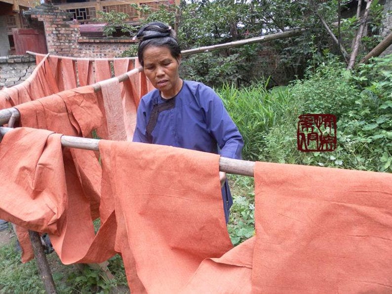 Hand woven cotton fabric, Hand dyed with Natural mineral dyes, Beautiful erythrinus craft fabric Coarse fabric- by the meter image 6