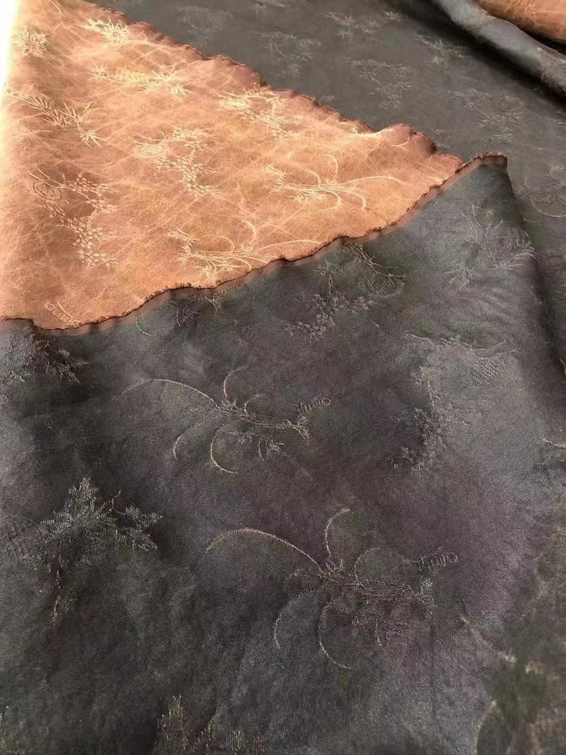 MEILANZHUJU Jacquard Mud Silk Plant Dye Vintage Style 40 Momme Pure Silk Fabric by the yard image 3