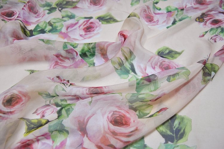 Soft Floral Printed Chiffon Fabric 59 Wide Polyester Chiffon Printing  Fabric for Dresses, Scarves, Garments 