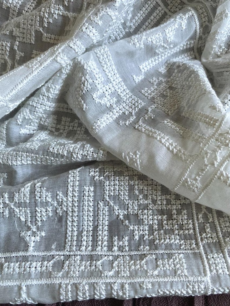 HEISHIZI - tissu soie coton brodé au point de croix vintage - 135 cm de large par mètre image 7