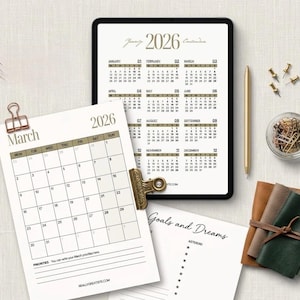 Agenda digital 2026 2027, Agenda diaria, semanal y mensual, Agenda Goodnotes, Agenda para iPad, Notability, Diario de estética minimalista, Hyperlin