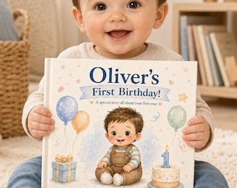 Libro personalizzato per il primo compleanno / Libro di fiabe con nome personalizzato / Regalo ricordo per il primo compleanno