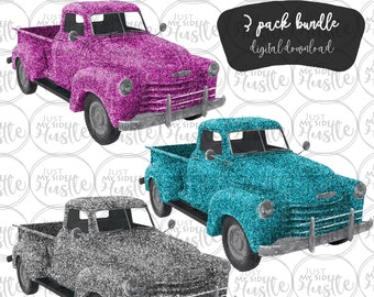 Vintage Truck Png - Retro Truck Sublimation Graphic - Old Antique Glitter Truck Clipart - Sublimation Design element bundle