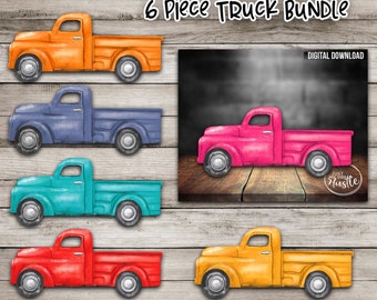 Old Truck 6 pack Png Sublimation Bundle Template- Instant Digital Download