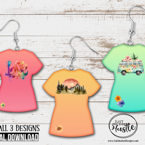 Love Scrub Earring Png- Hippie Shirt Template Sublimation Designs- Mountain Png Sublimation Graphic Digital Download