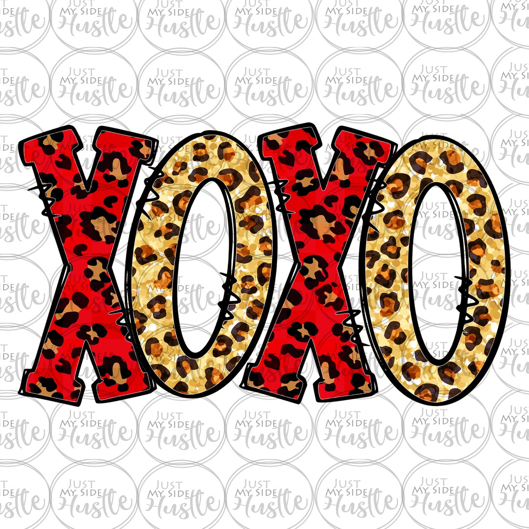 XOXO Png Leopard Hugs & Kisses Sublimation Designs Valentine ...