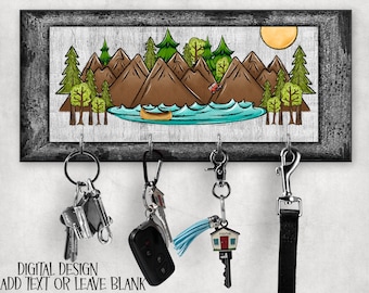 Mountains Sublimation Key Holder Png - Wilderness Key Holder Sublimation Designs - Outdoorsman Instant Digital Download