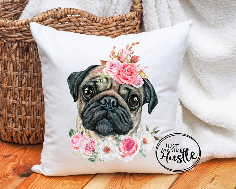 Pug Png Cute Pug with Flowers Sublimation Designs Dog | Etsy