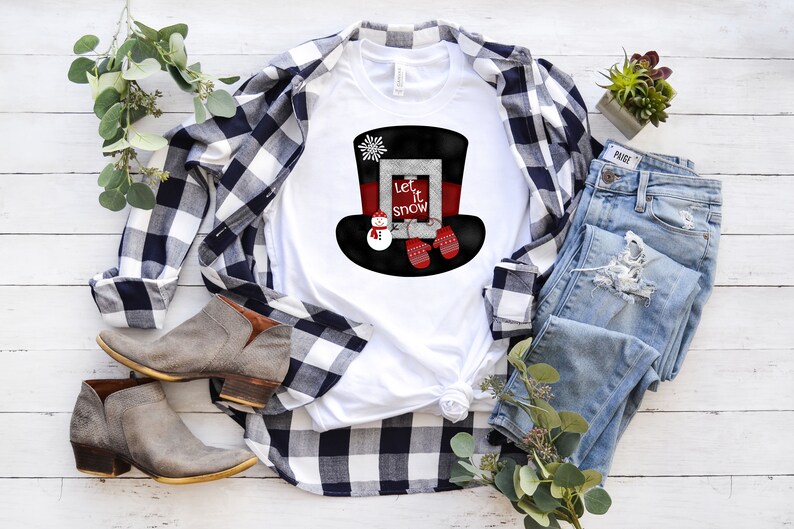 Let It Snow Top Hat Sublimation Designs Template Snowman Top Etsy