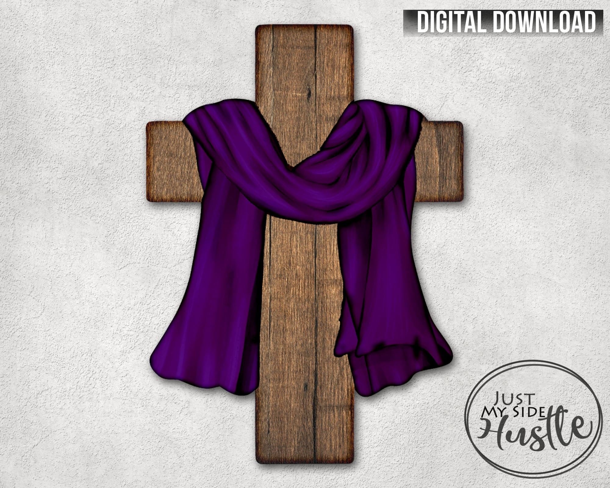  Jeweled Christian Cross Pendant Purple Scarf - Easter