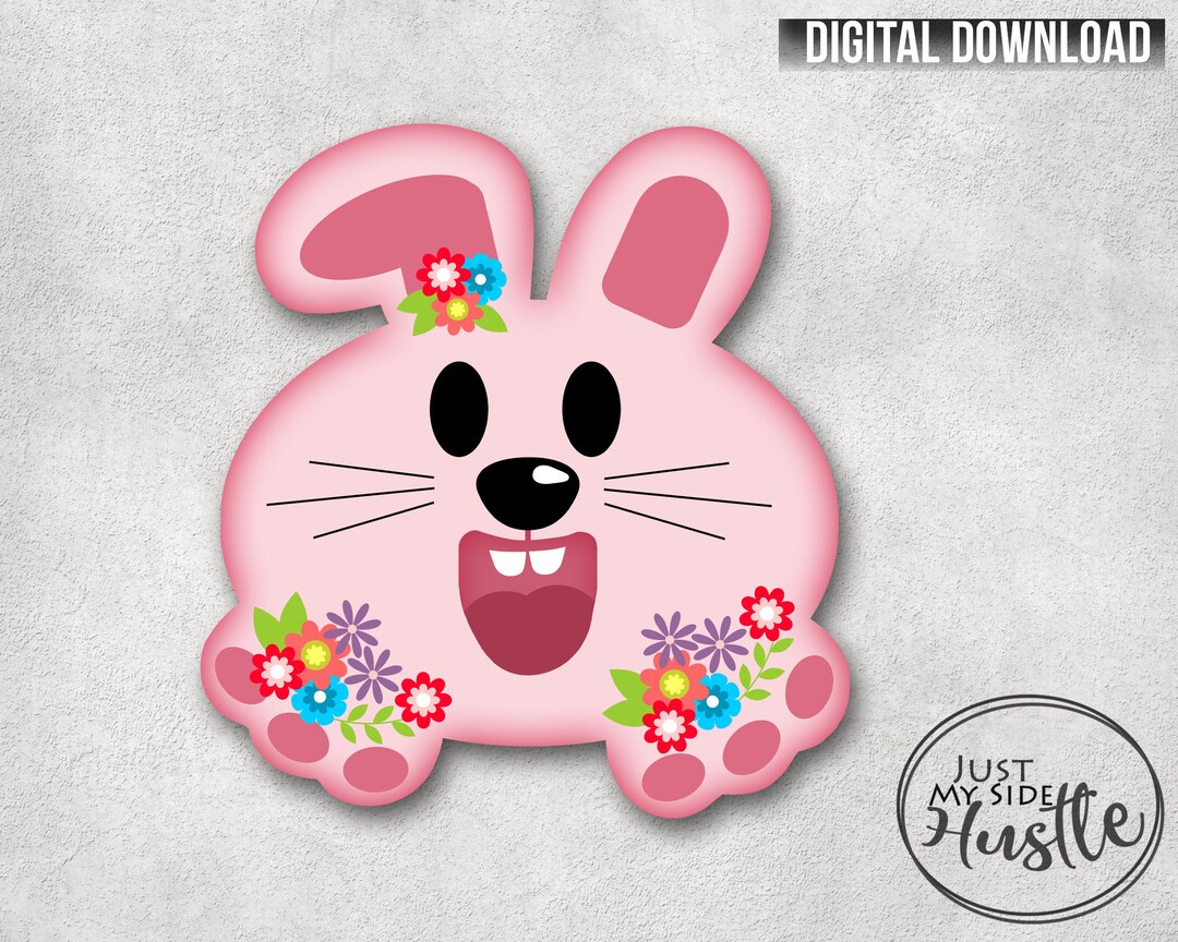 Funny Bunny Png- Cute Pink Bunny Blank Template Sublimation Designs ...