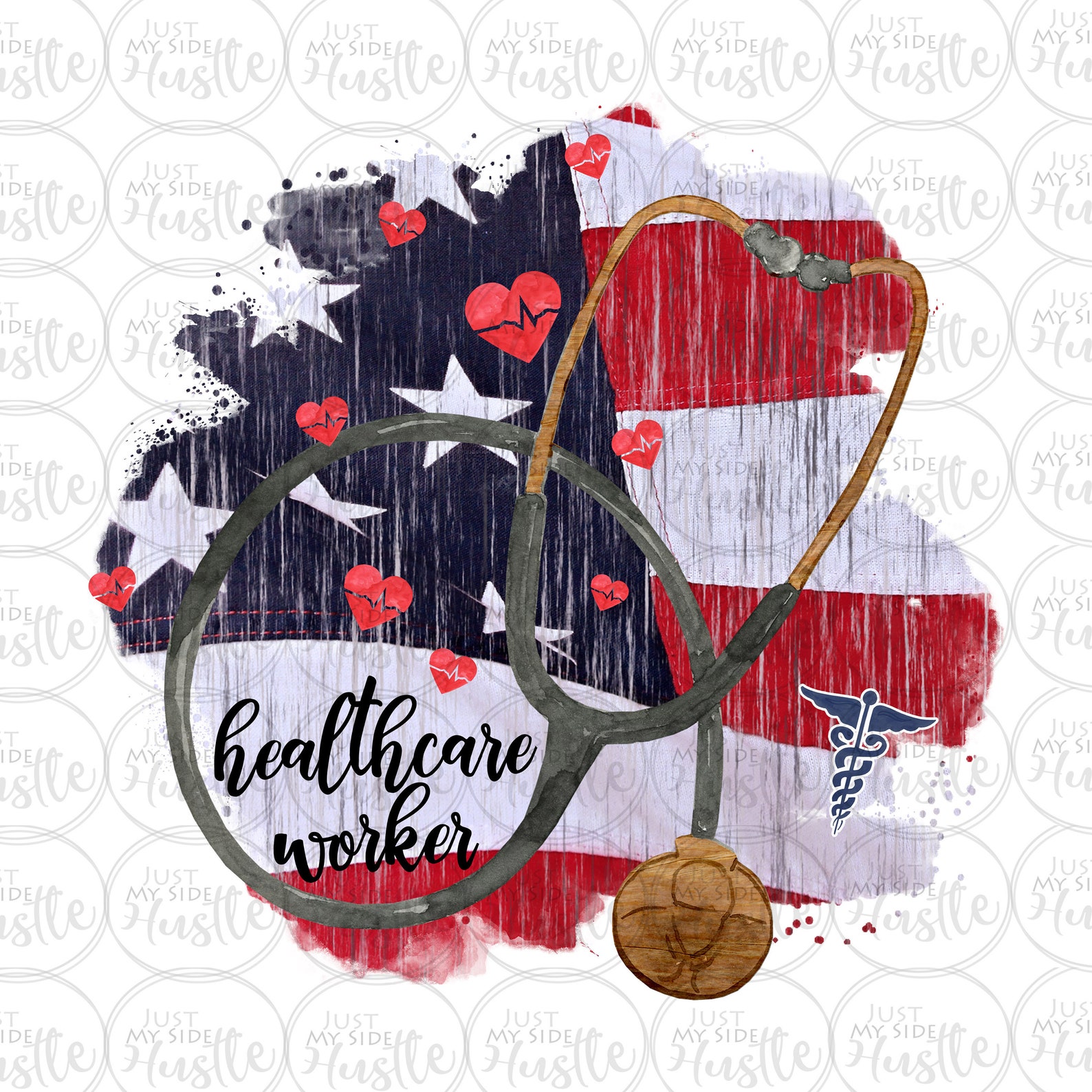 Healthcare Worker Png American Flag Sublimation Designs - Etsy