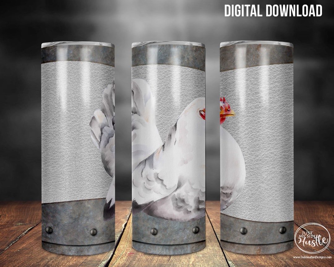 Chicken 20 Oz Skinny Tumbler Sublimating Png Hen Leather Design for ...