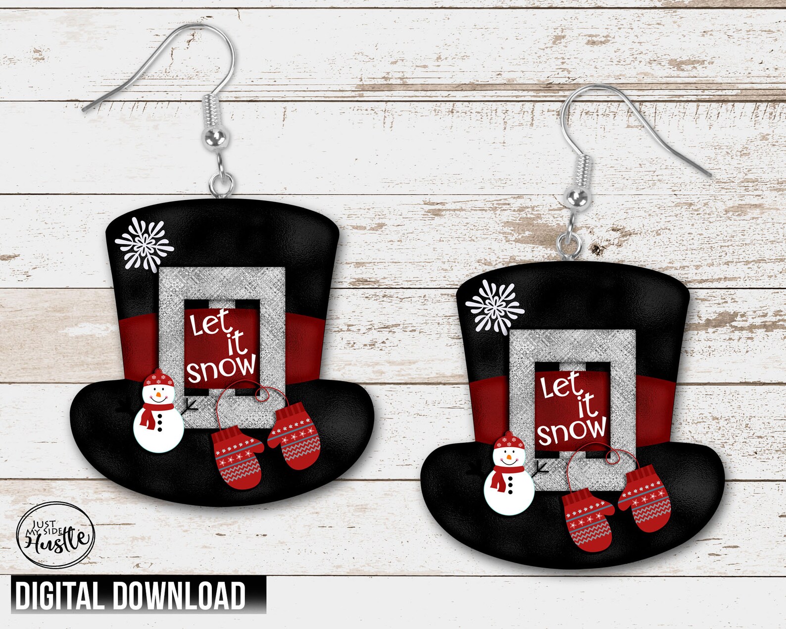 Let It Snow Top Hat Sublimation Designs Template Snowman Top Etsy