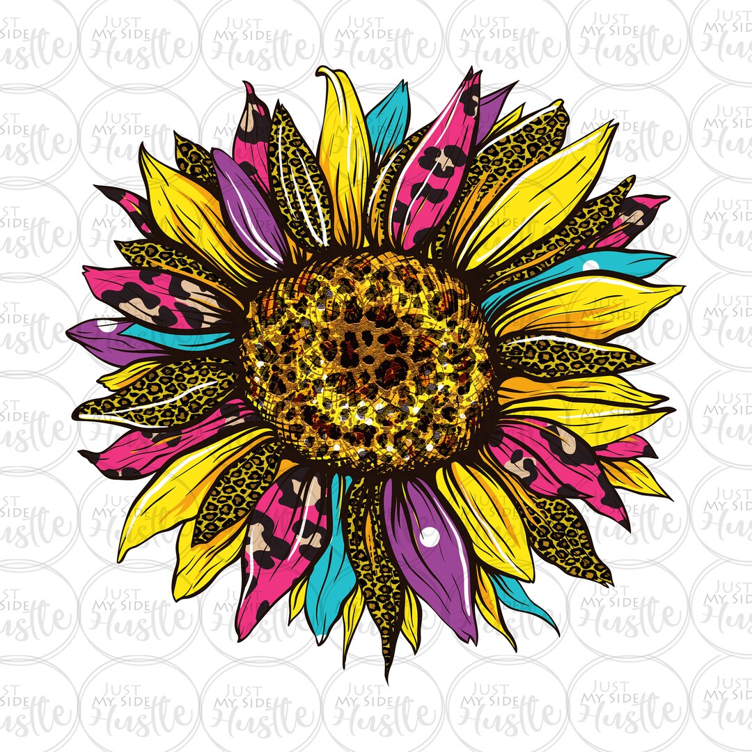 Leopard Sunflower Png Colorful Sunflower Sublimation Designs Bright